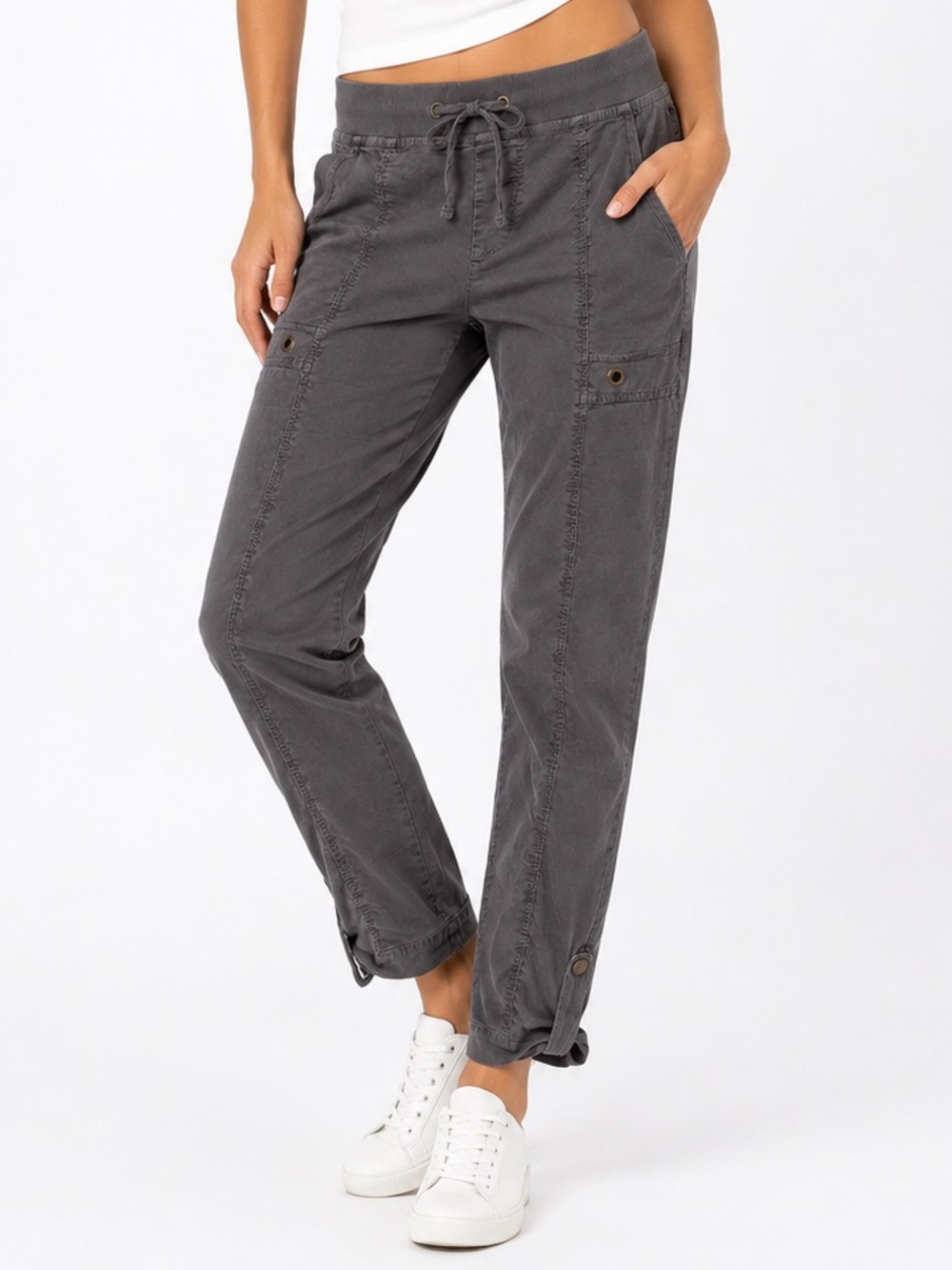 XCVI Gray Utility Jogger Cargo Pants Adjustable Hem Stretch Size Small